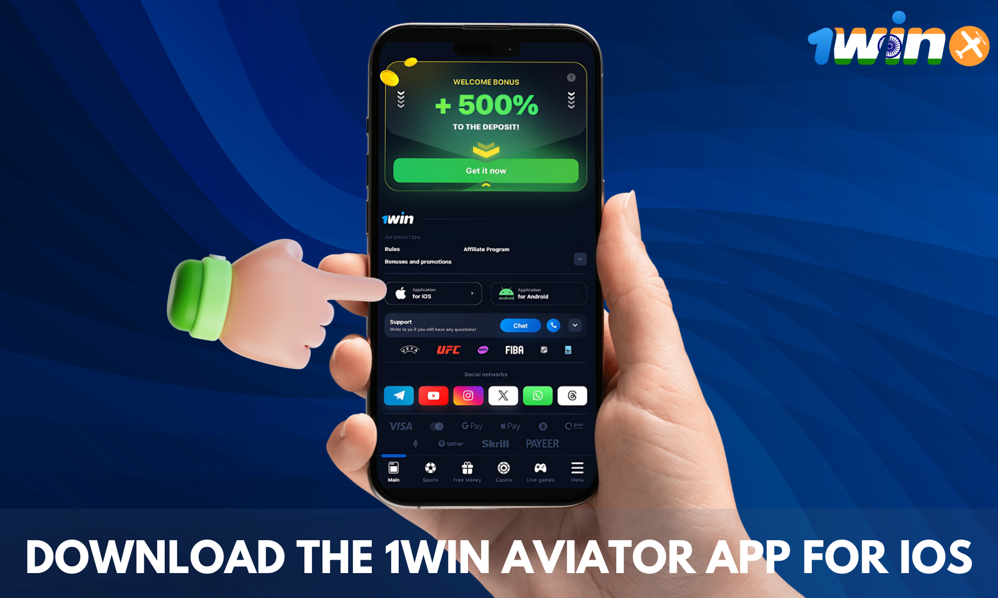 How to download 1win Aviator app for IOS